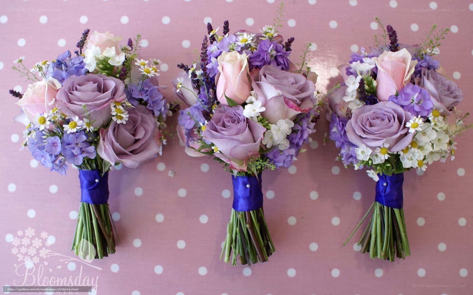 Purple and pink wedding bouquets