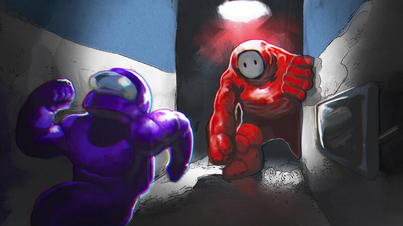 Purple and Red Characters
