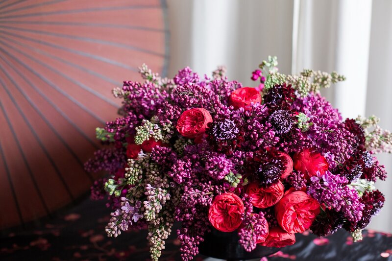 Purple and Red Flower Bouquet — Vibrant, Photograph