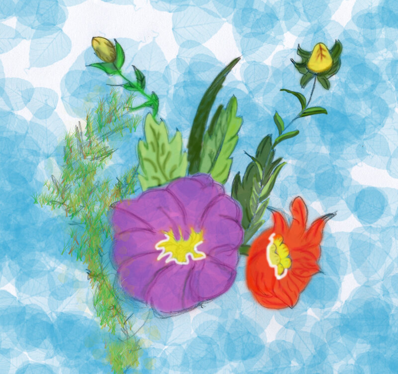 Purple and Red Flowers — Blue