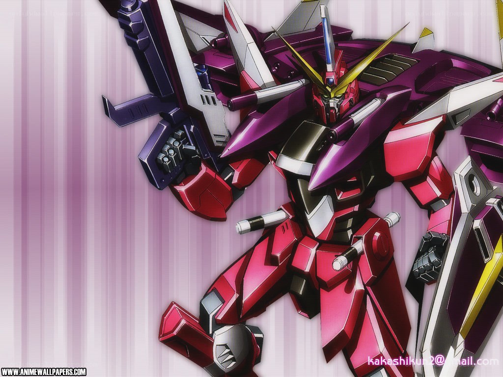 purple and red mobile suit