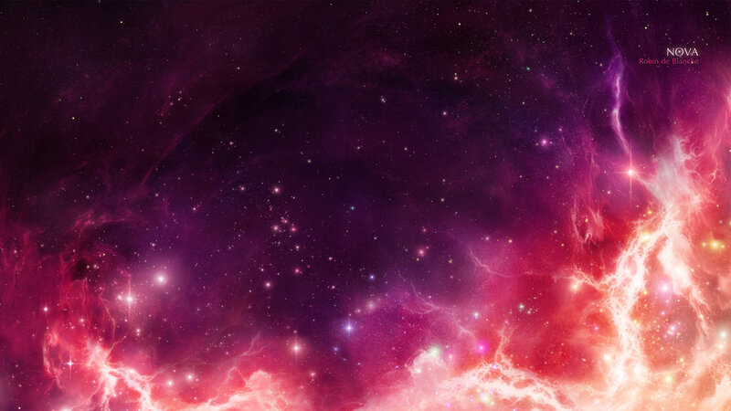 Purple and Red Nebula — Dramatic, Digital Art, Stars