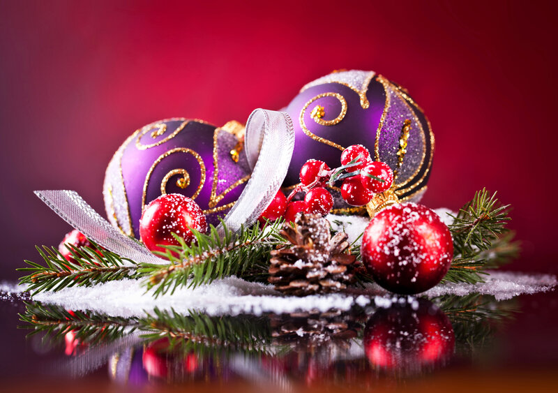 Purple and Red Ornaments — Festive