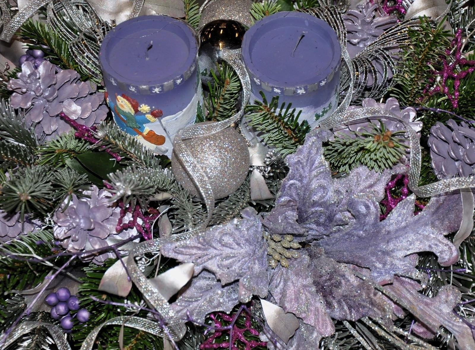 purple and silver holiday arrangement