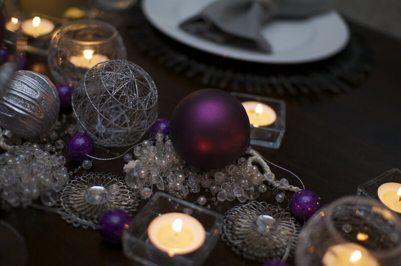 Purple and Silver Ornaments — Festive, Night