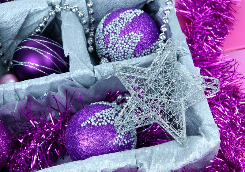 Purple and Silver Ornaments — Festive, Photograph, Star Ornament