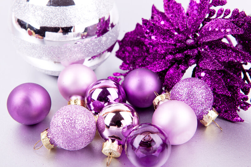Purple and Silver Ornaments — Festive, Photograph