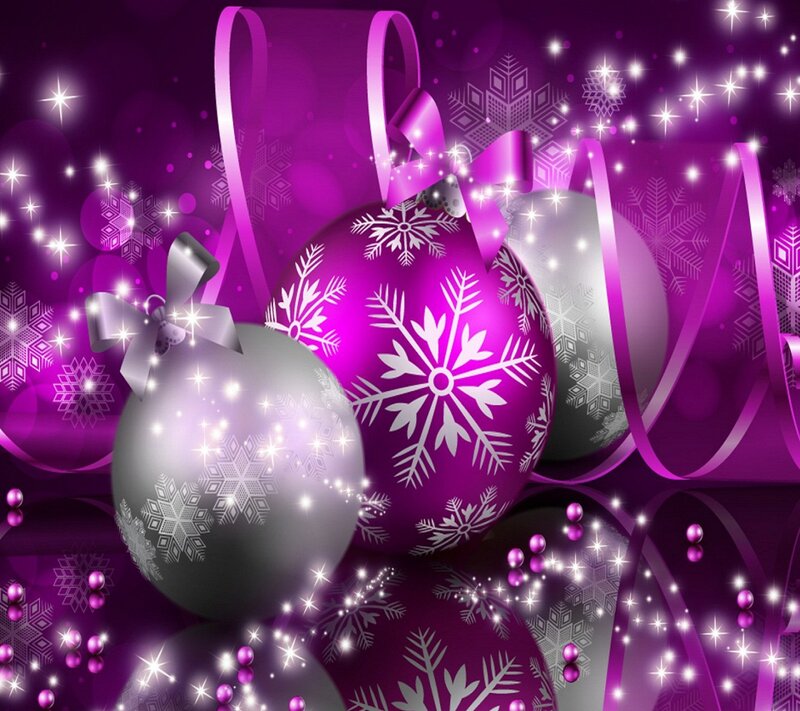 Purple and Silver Ornaments — Festive, Winter