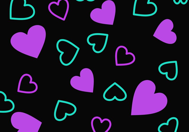 Purple and Teal Hearts