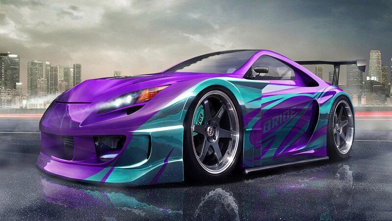 Purple and Teal Race Car