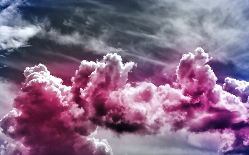 Purple and White Clouds — Dramatic, Sunset