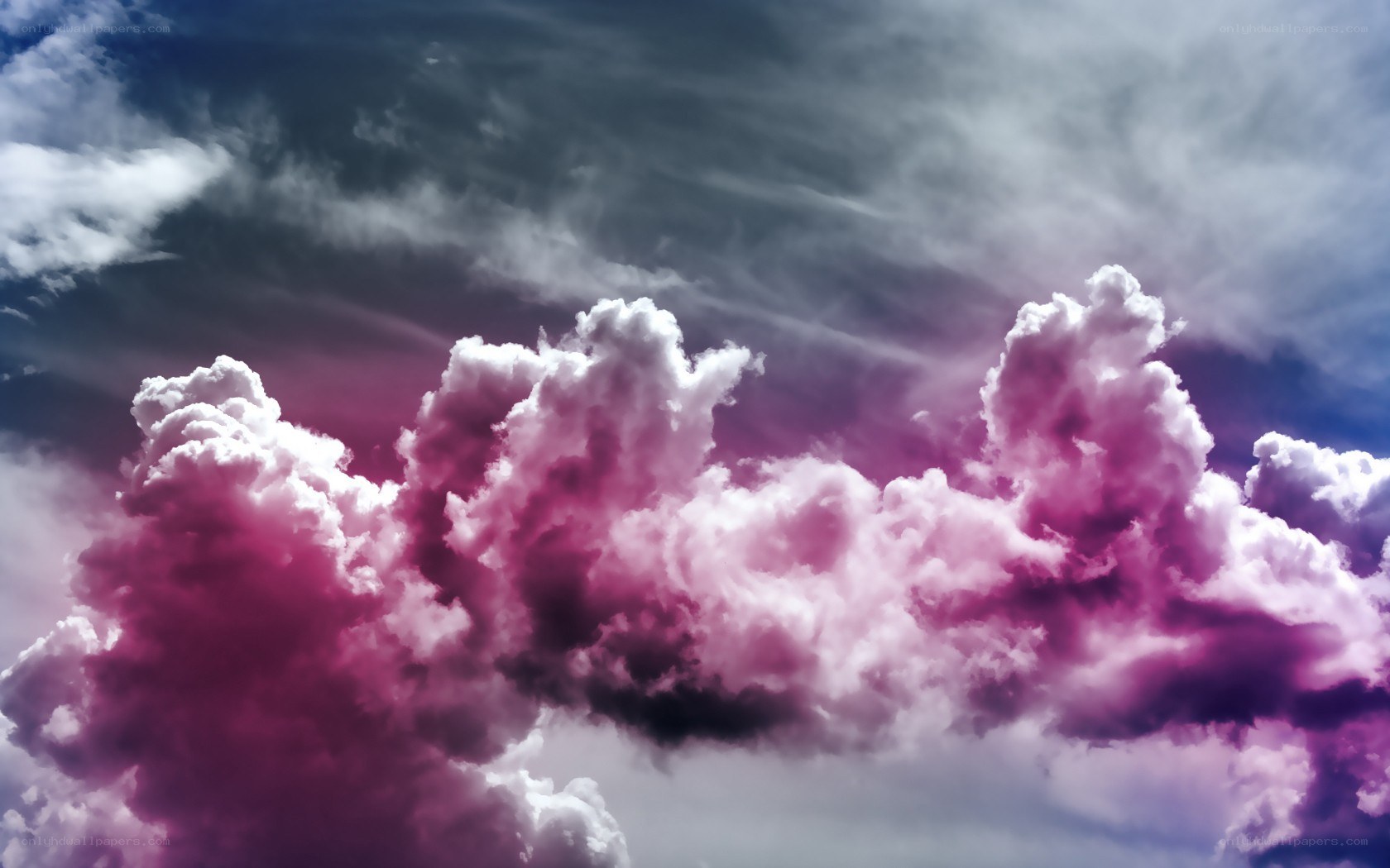 Purple and white clouds