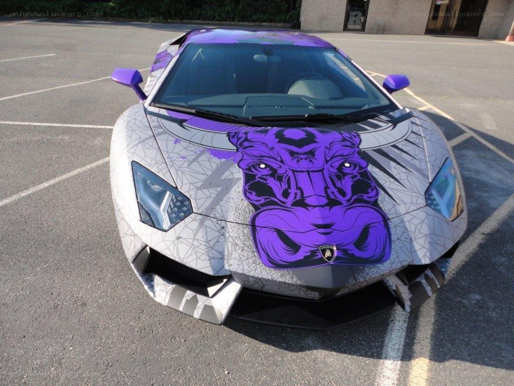 purple and white custom Lamborghini