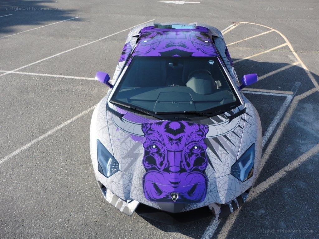 purple and white custom Lamborghini