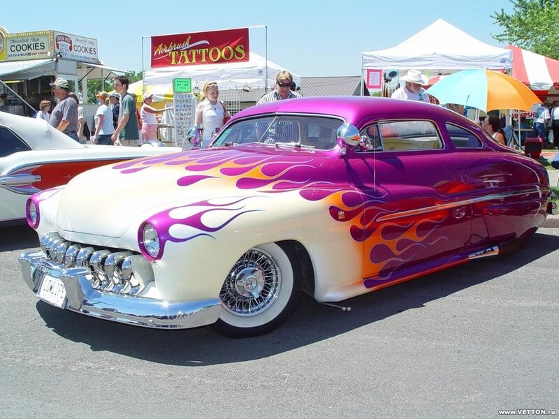 Purple and white flame custom car