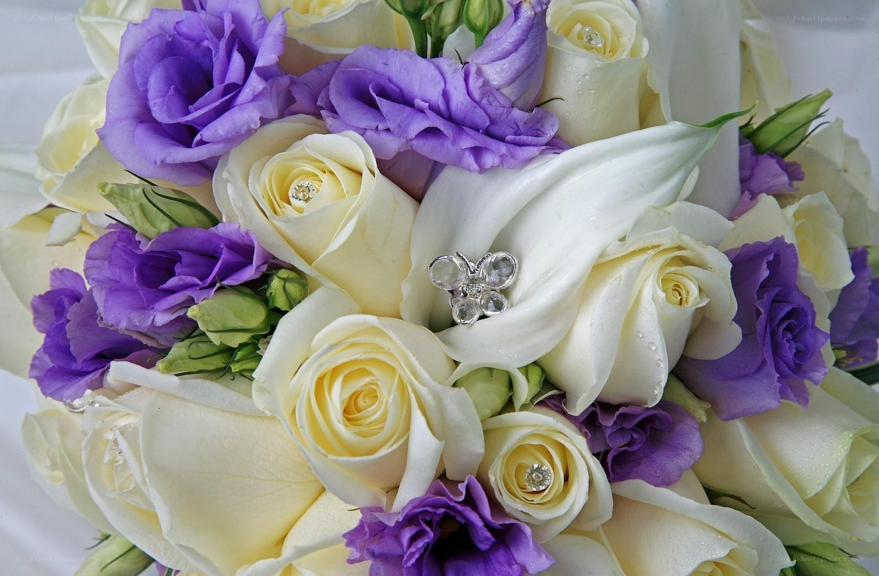 purple and white flower bouquet