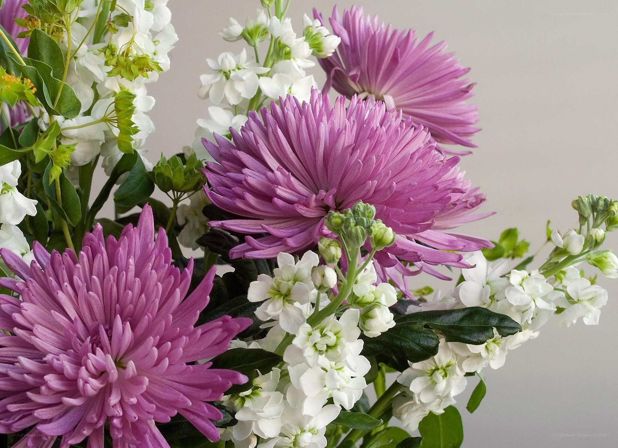 Purple and white flower bouquet