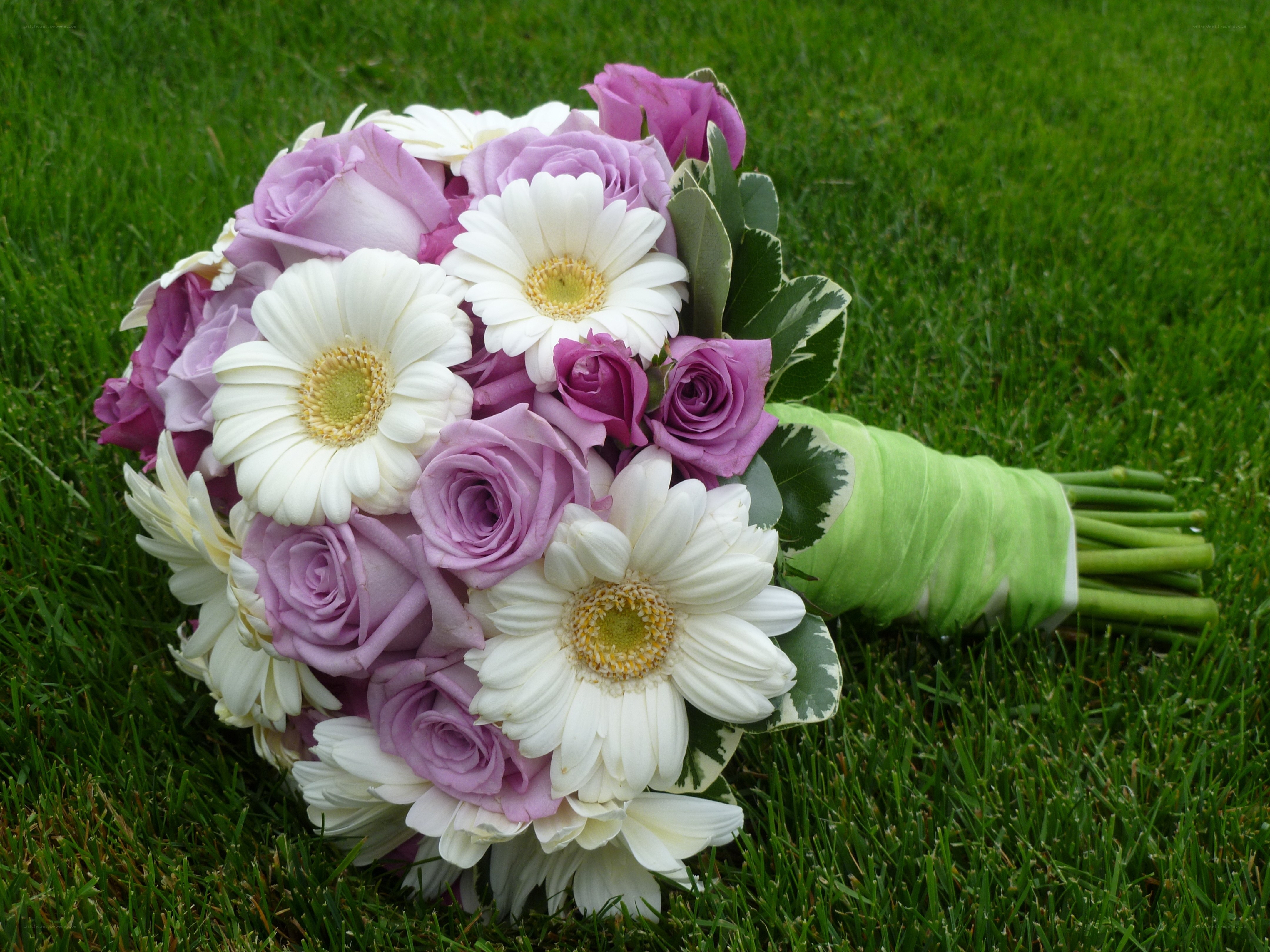 Purple and white flower bouquet