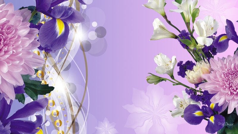 Purple and White Flowers — Serene, Digital Art