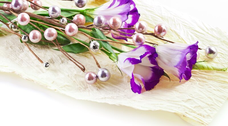 Purple and White Flowers — Serene, Photograph, Pearls