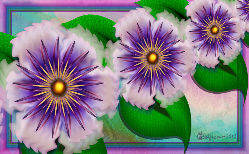 Purple and White Flowers — Vibrant, Digital Art