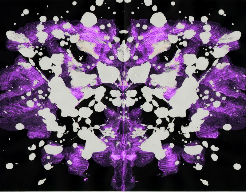 Purple and white inkblot pattern