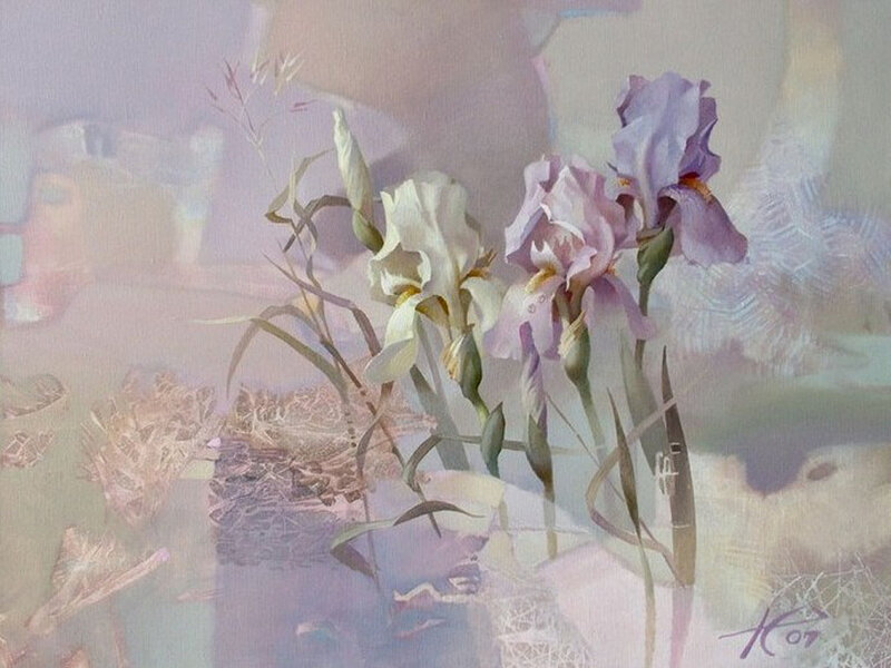 Purple and White Irises