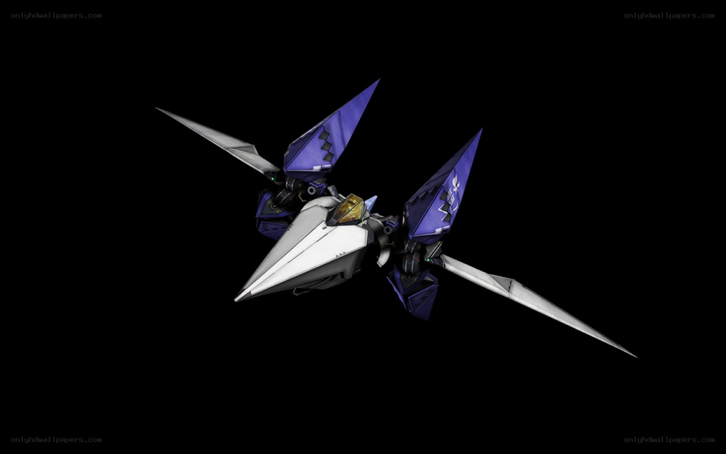 purple and white mecha aircraft