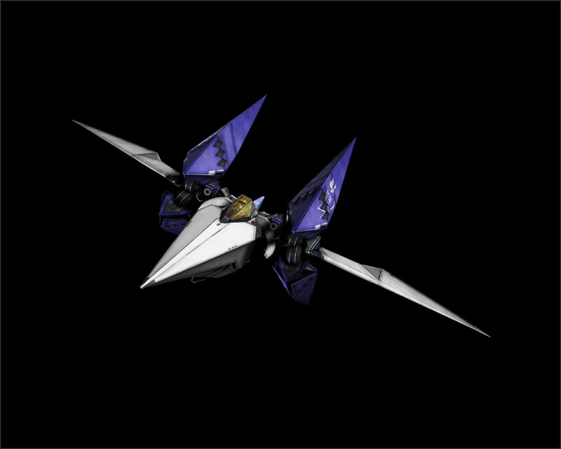 purple and white mecha aircraft