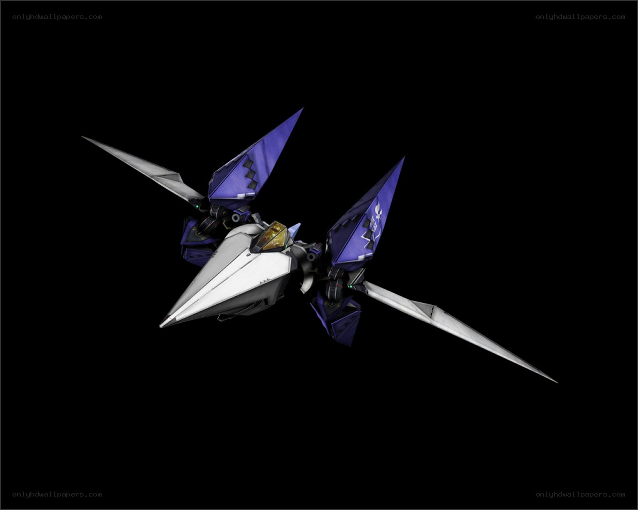 purple and white mecha aircraft