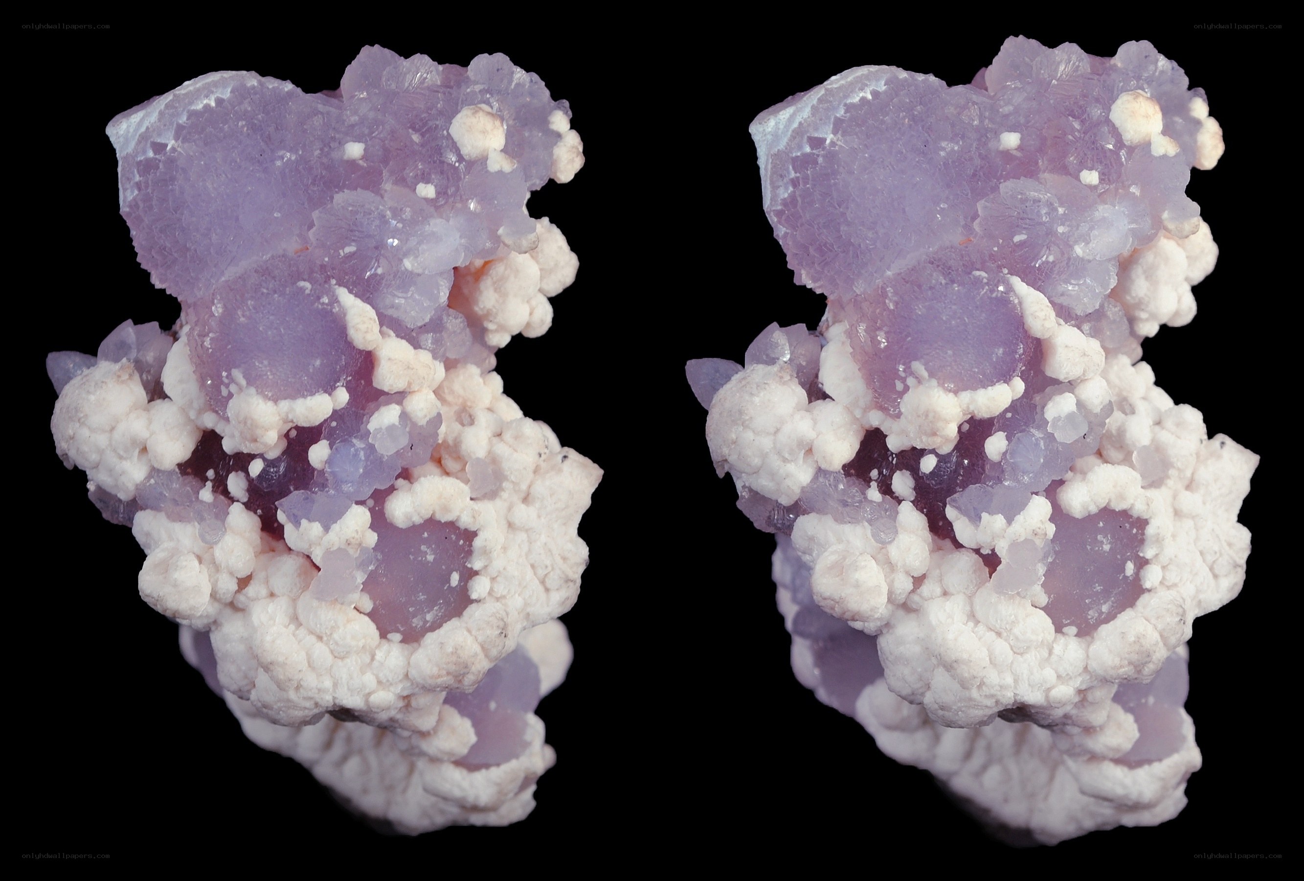 purple and white mineral cluster