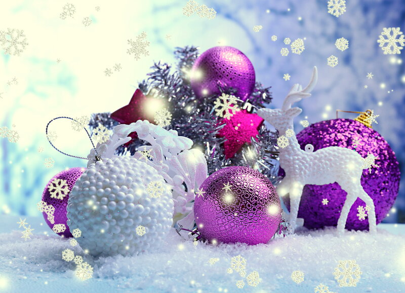 Purple and White Ornaments — Festive, Winter