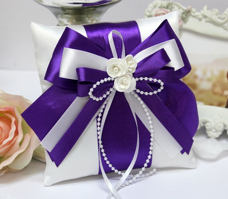 Purple and White Ring Pillow