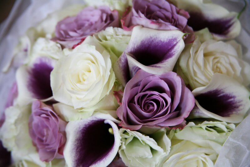 Purple and White Roses — Calm, Photograph, Calla Lilies