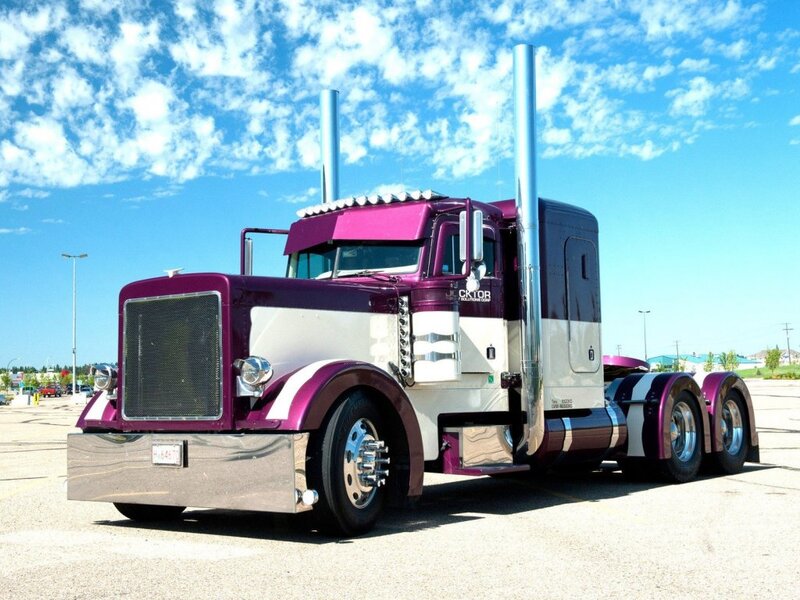 Purple and White Semi-truck — Bright