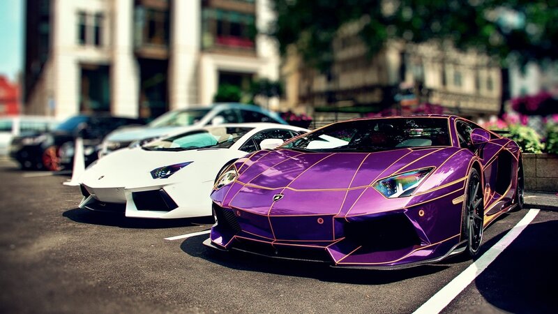 Purple and White Sports Cars — Dramatic