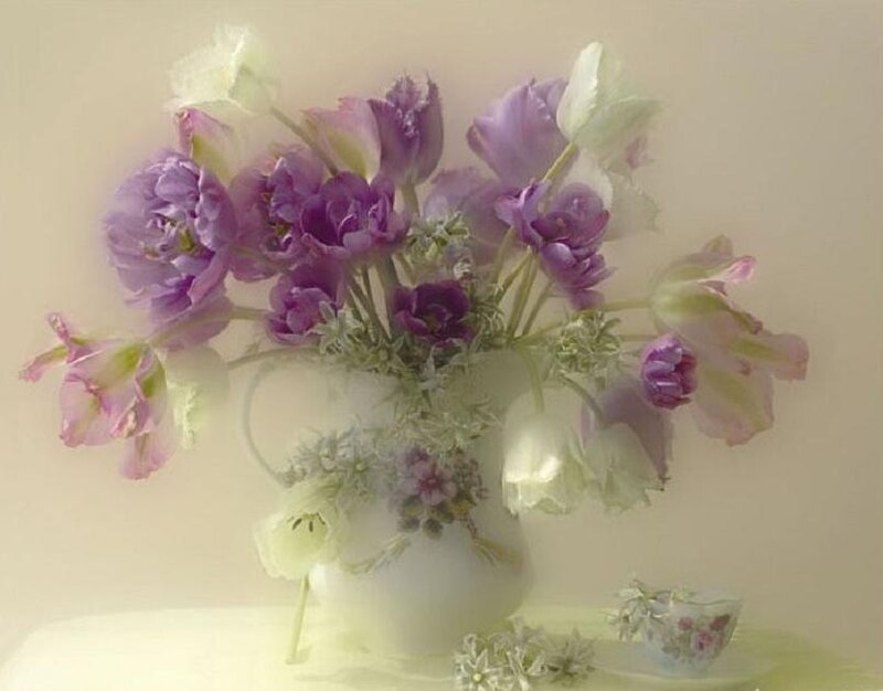 Purple and White Tulips — Serene