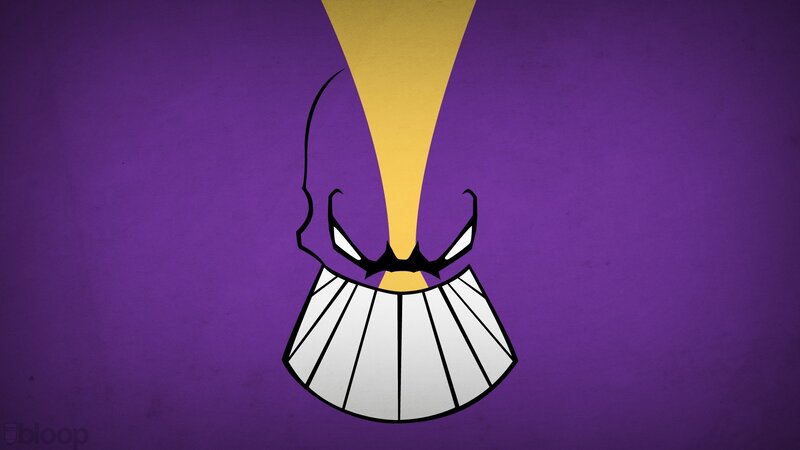 purple and yellow character logo