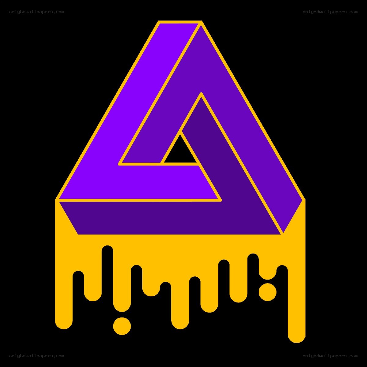 Purple and yellow dripping triangle
