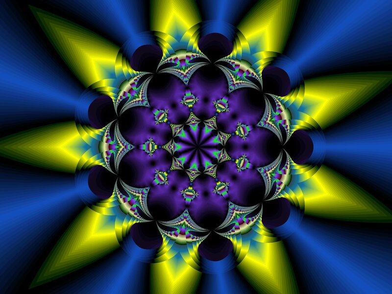 Purple and Yellow Fractal — Hypnotic, Digital Art
