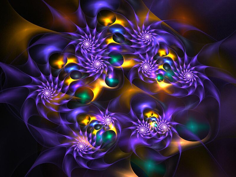 Purple and Yellow Fractal Spirals — Hypnotic