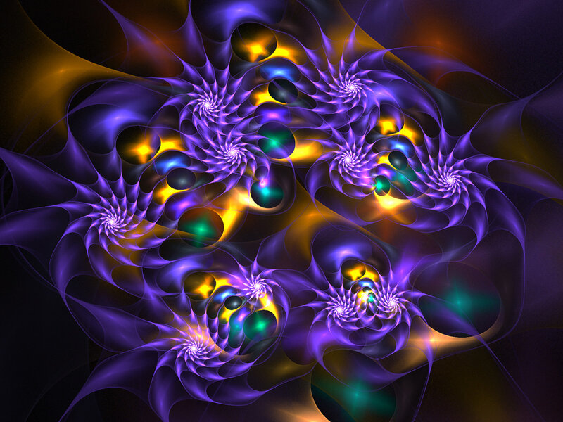 Purple and Yellow Fractal Spirals