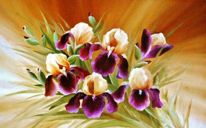 Purple and Yellow Irises — Calm