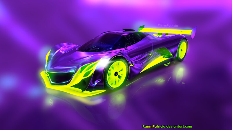 Purple and Yellow Race Car — Dramatic