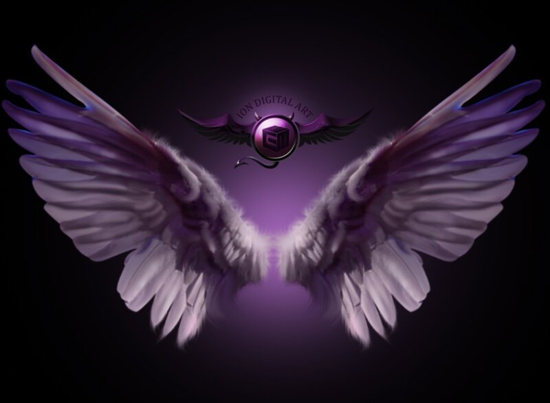 Purple Angel Wings — Dramatic, Digital Art