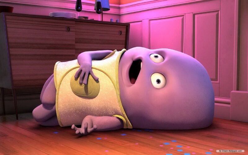Purple Animated Character — Surprised