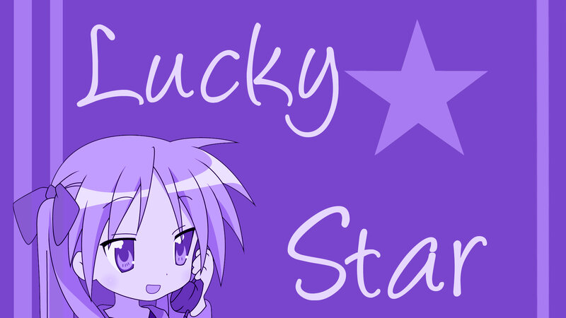 purple anime girl with lucky star text