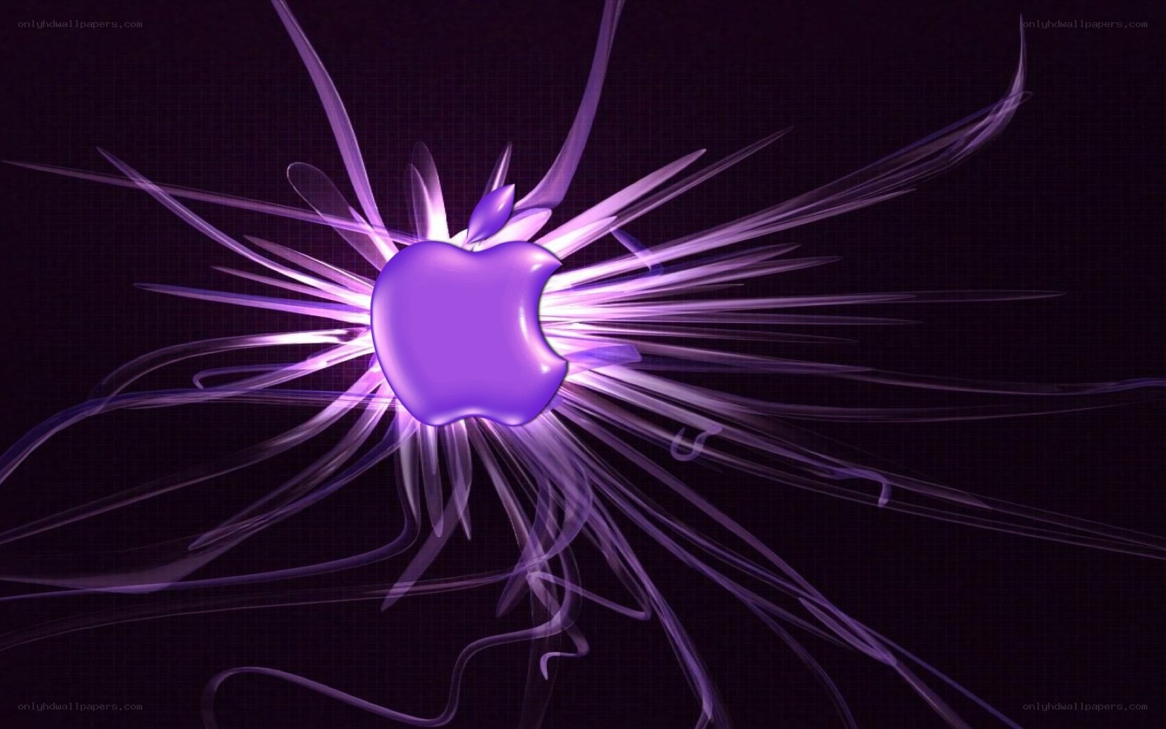 purple apple logo with light effects
