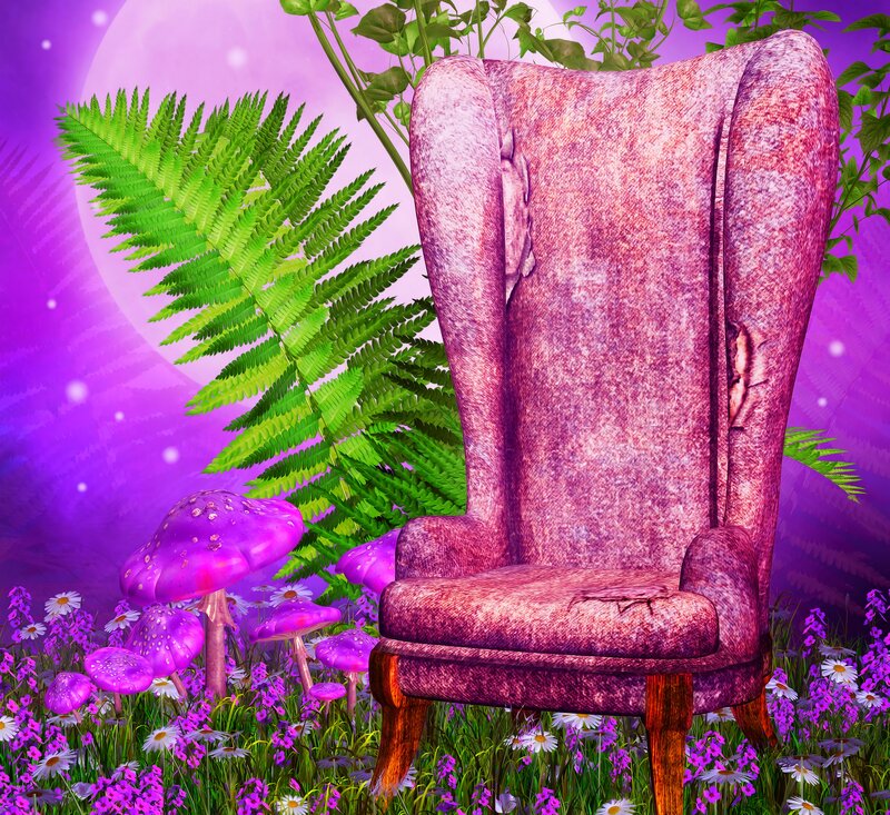 Purple Armchair in Garden