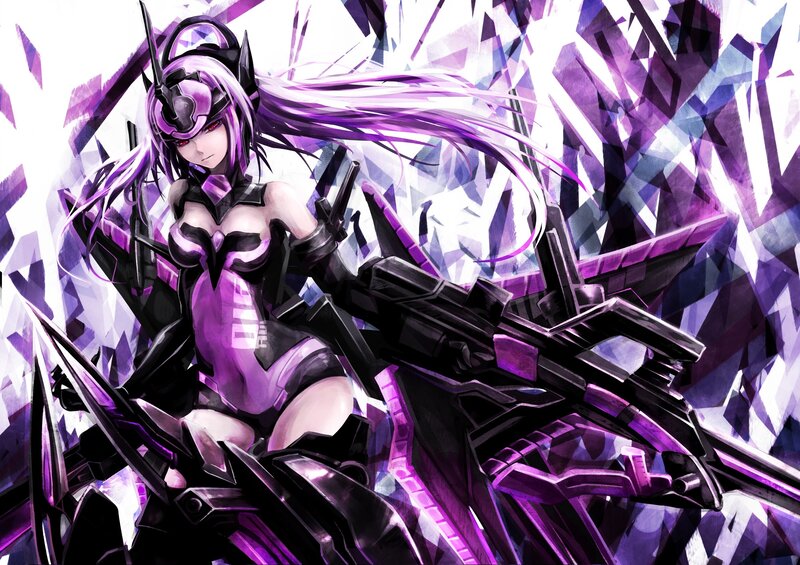 purple armored anime girl